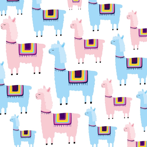 Vetor alpaca, textura infantil criativa.