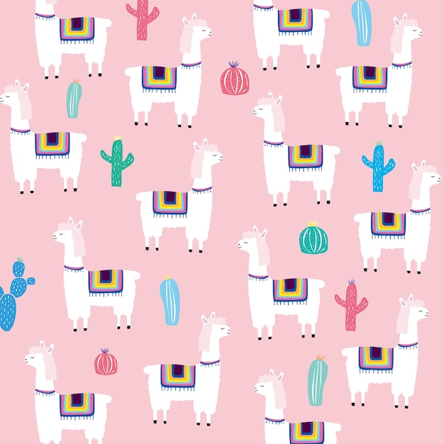 Vetor alpaca, textura infantil criativa.