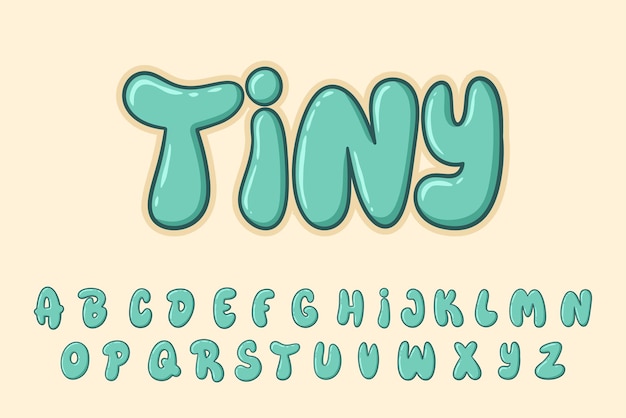 Alphabet blue cute fat font type vector de desenhos animados