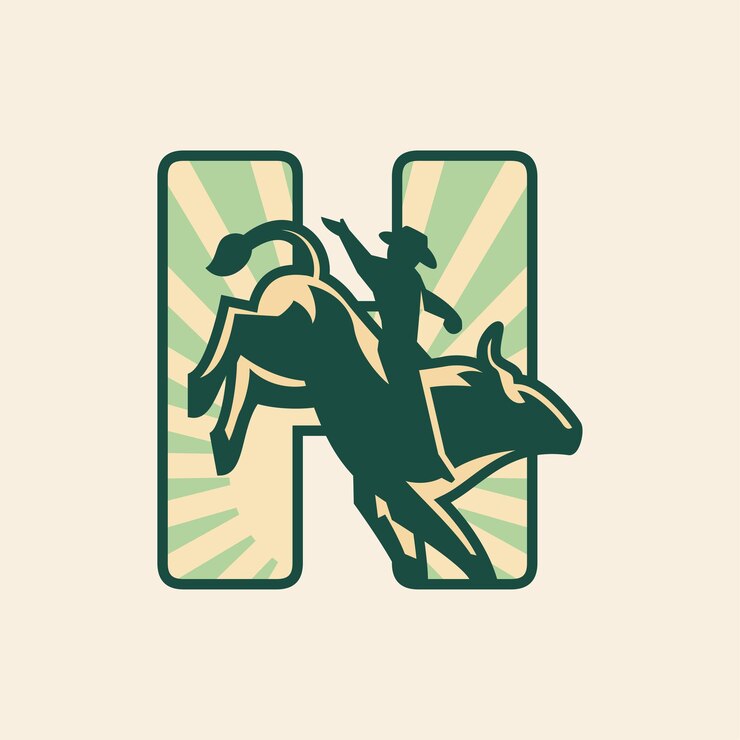 Vetor alphabet n rise sun sky rodeo cowboy