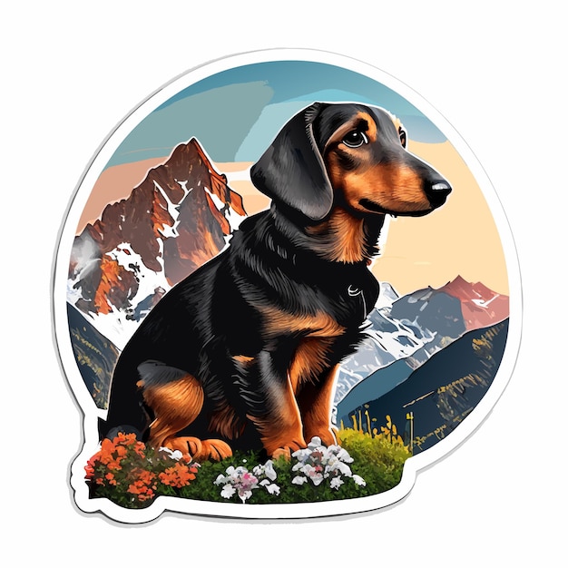 Alpine dachsbracke adesivo plano estilo desenho animado ilustração