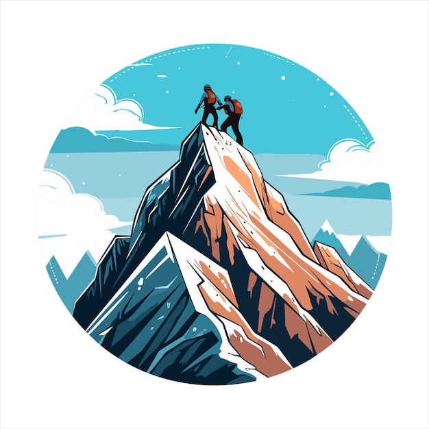 Alpinismo caminhadas vetor de logotipo