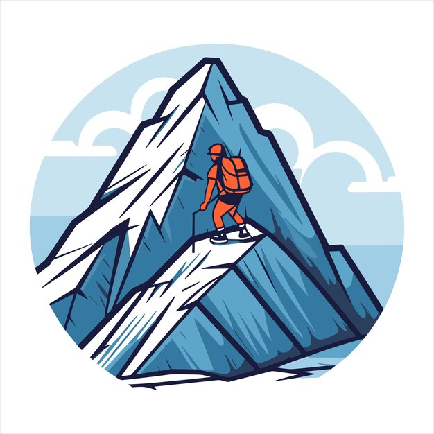 Alpinismo caminhadas vetor de logotipo