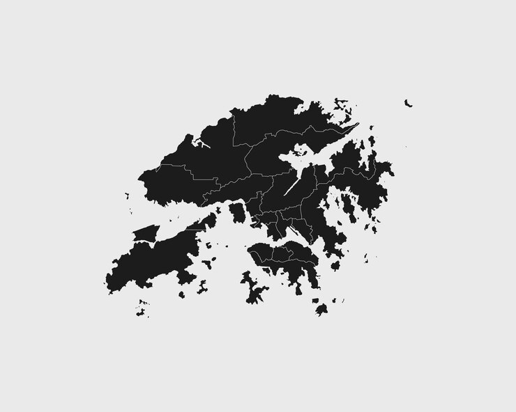 Alta detalhada mapa preto de Hong Kong em fundo branco isolado ilustração vetorial EPS 10