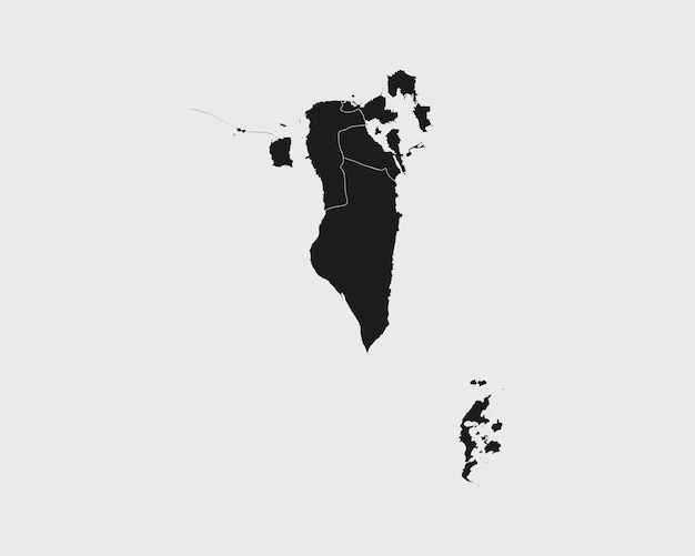Alta detalhada mapa preto do Bahrein sobre fundo branco isolado ilustração vetorial