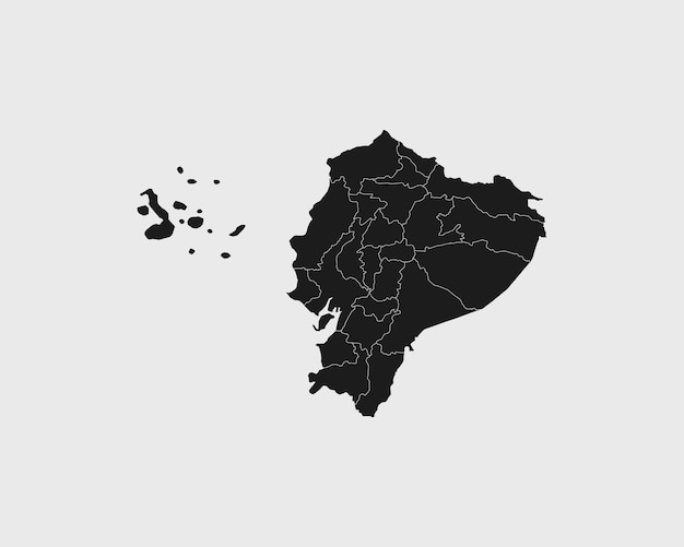 Alta detalhada mapa preto do equador em fundo branco isolado ilustração vetorial eps 10