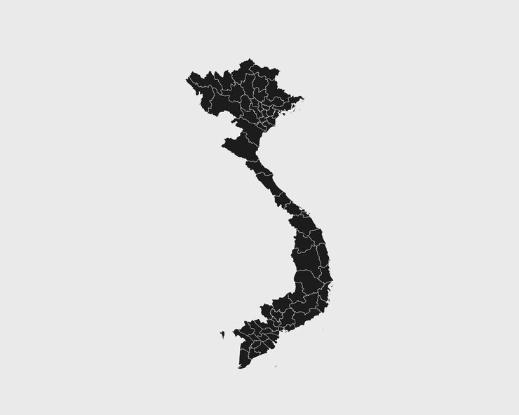 Vetor alta detalhada mapa preto do vietnã sobre fundo branco isolado ilustração vetorial