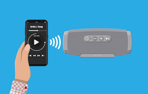 Alto-falante sem fio portátil. smartphone