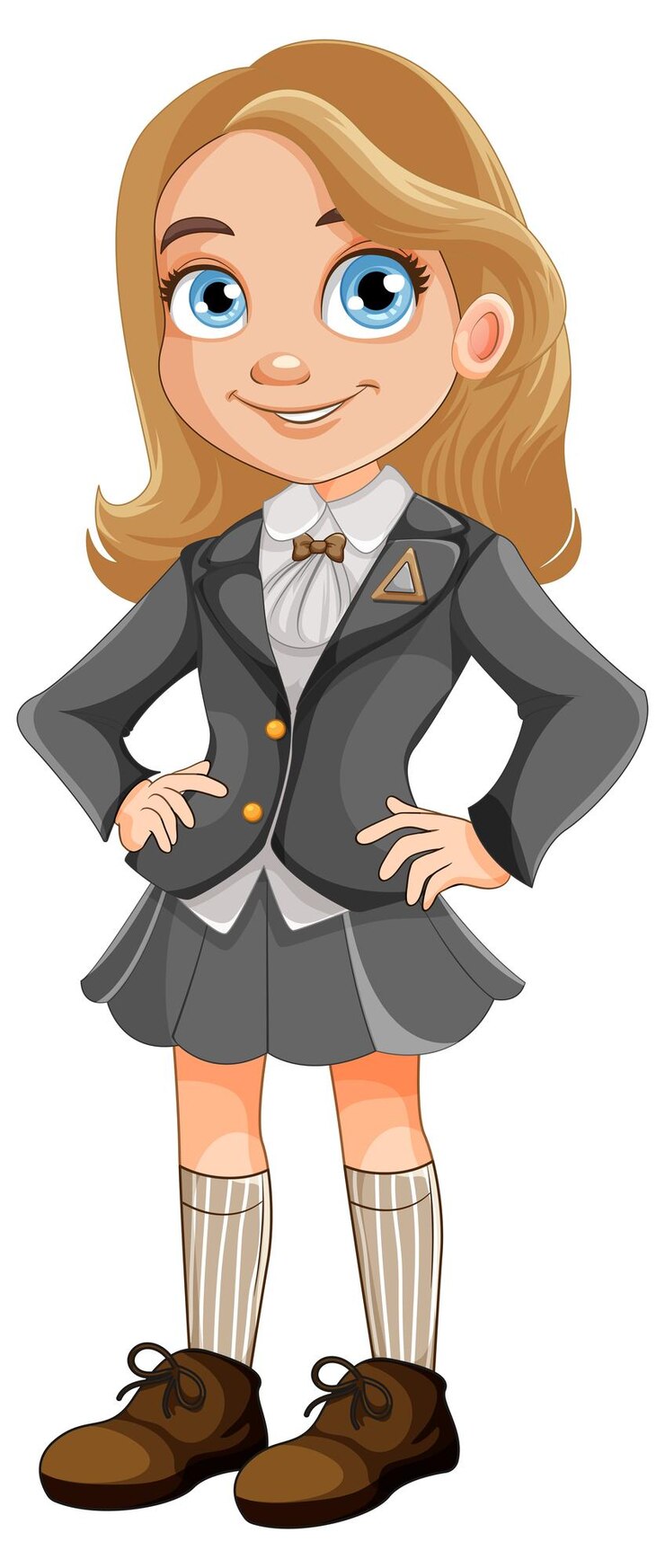 Vetor aluna bonita em uniforme escolar
