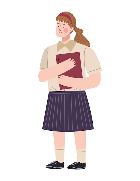 aluna com personagem de livro
