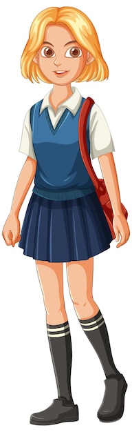 Aluna sorridente de uniforme