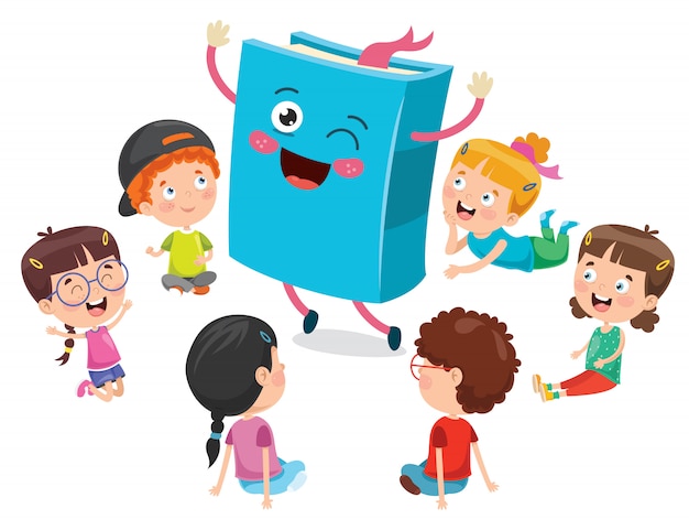 Alunos brincando com livro