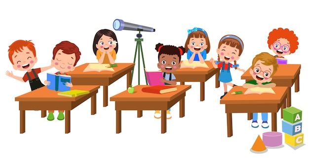 Alunos fofos na aula na escola