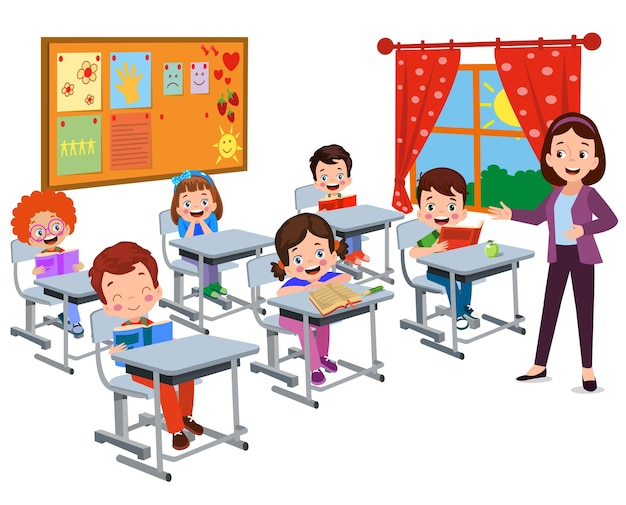 Alunos fofos na aula na escola