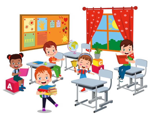 Alunos fofos na aula na escola
