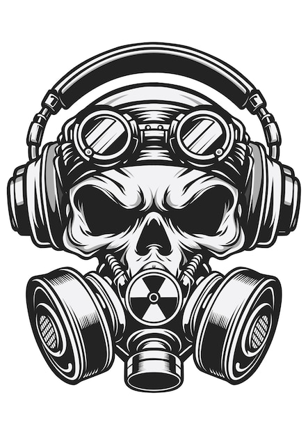 Amante da música de rua de cyborg cavaleiro crânio vetor arte de ilustração