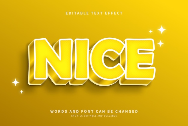 Amarelo bom efeito de texto editável estilo 3d