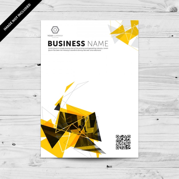 Amarelo e cinza escuro modelo de design abstrato do folheto de negócios com código qr