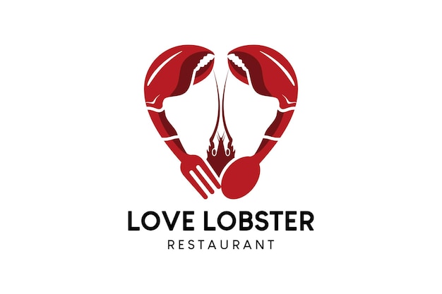 Ame o design do logotipo da lagosta com uma ilustração vetorial de conceito criativo para um logotipo de restaurante de lagosta ou frutos do mar