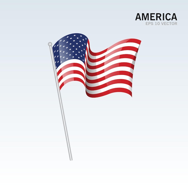 América acenando bandeira isolada em cinza