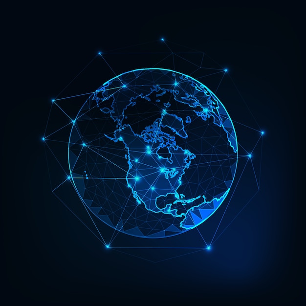 América do Norte na opinião da terra do planeta do espaço com contornos dos continentes abstrai o fundo.