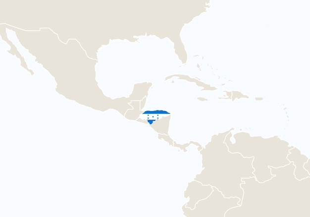 América do sul com destaque no mapa de honduras. ilustração vetorial.