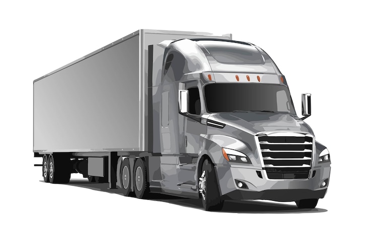Vetor américa semi caminhão trailer americano puxar fogo eua prata cinza cromo modificar modelo metal poderoso