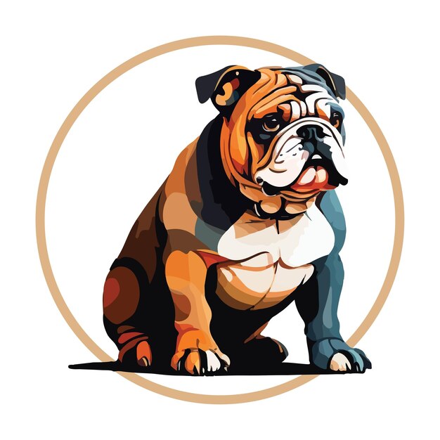 American Bulldog Flat Icon Ilustração vetorial de bulldog isolado