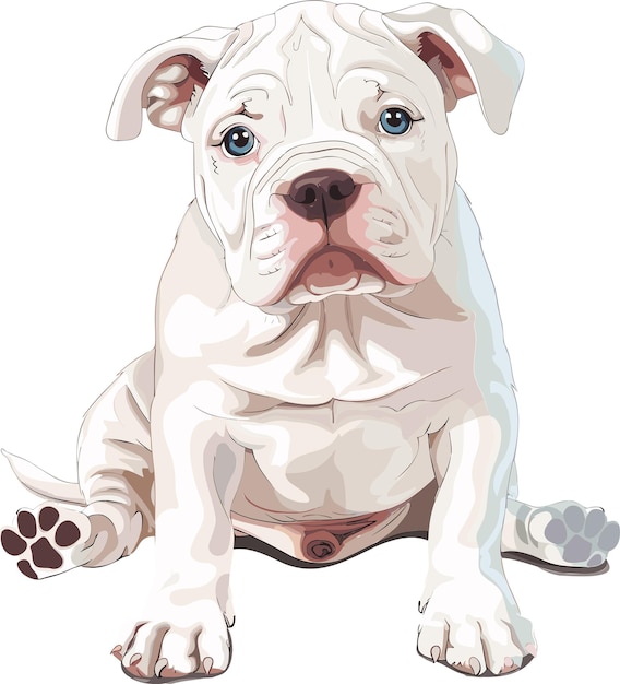 American Bulldog ilustração vetorial de arte adorável