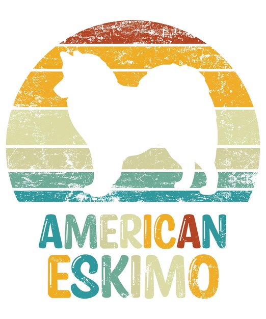 American eskimo retro vintage sunset tshirt modelo de design esquimó a bordo adesivo de janela de carro