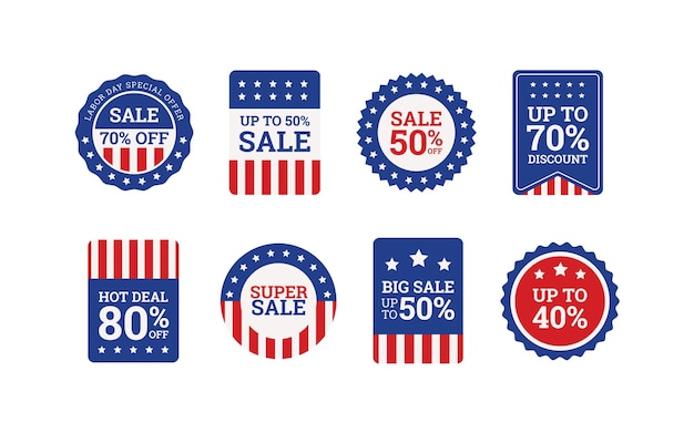 Vetor american retail stickers para o dia do trabalho de julho v1 em vector eps