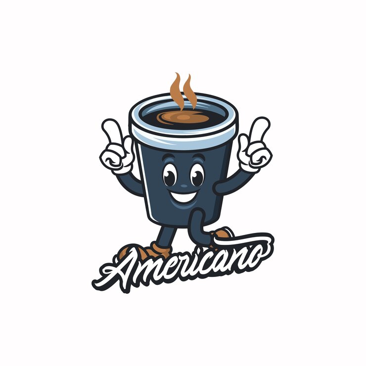 Vetor americano coffee personagem mascote logotipo