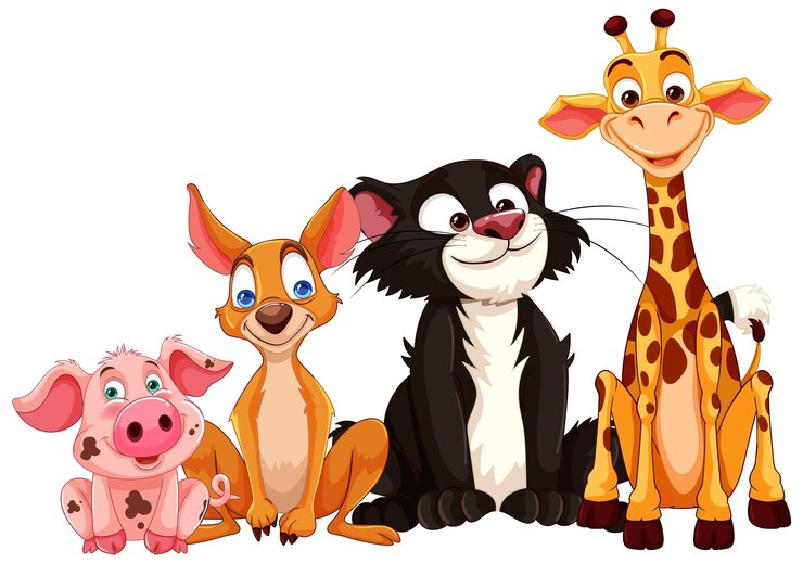 Vetor amigável cartoon animal amigos reunião