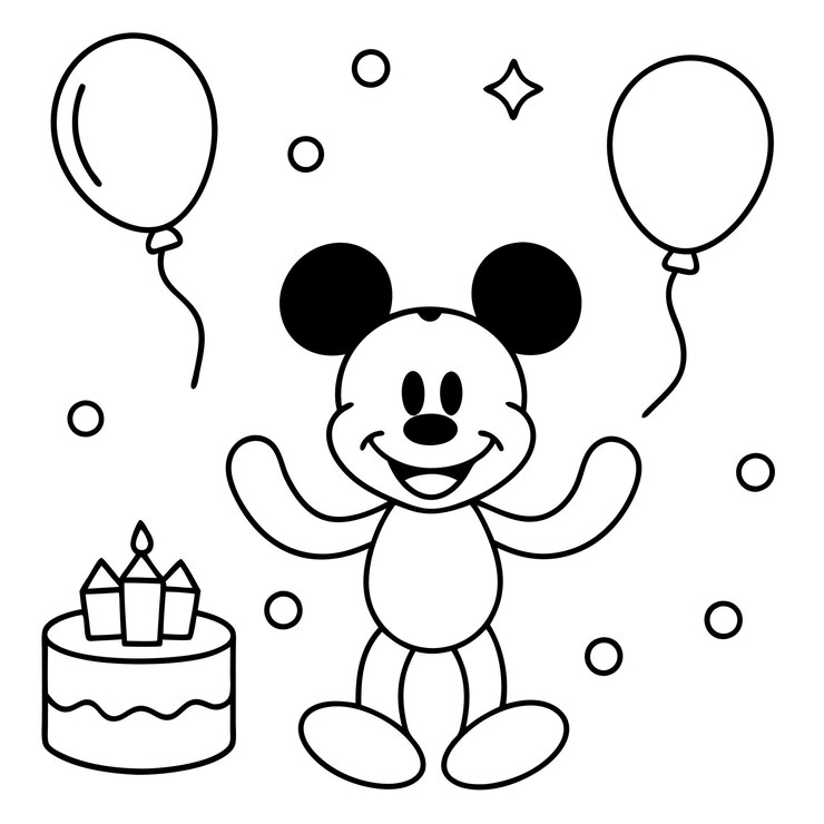 Vetor amigável mickey mouse desenho animado página de colorir