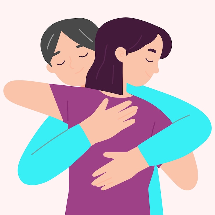 Vetor amigo abraço feliz amor relação vetor e illustrator conjunto