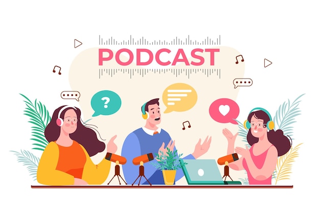 Amigos conversando enquanto tem podcast