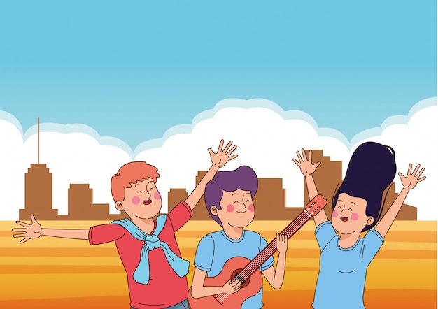 Amigos de adolescentes sorrindo e se divertindo dos desenhos animados