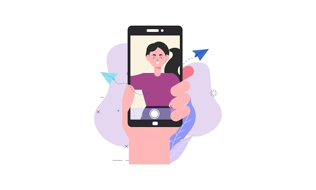 Amigos tirando uma selfie Ilustração do conceito de amizade e juventude