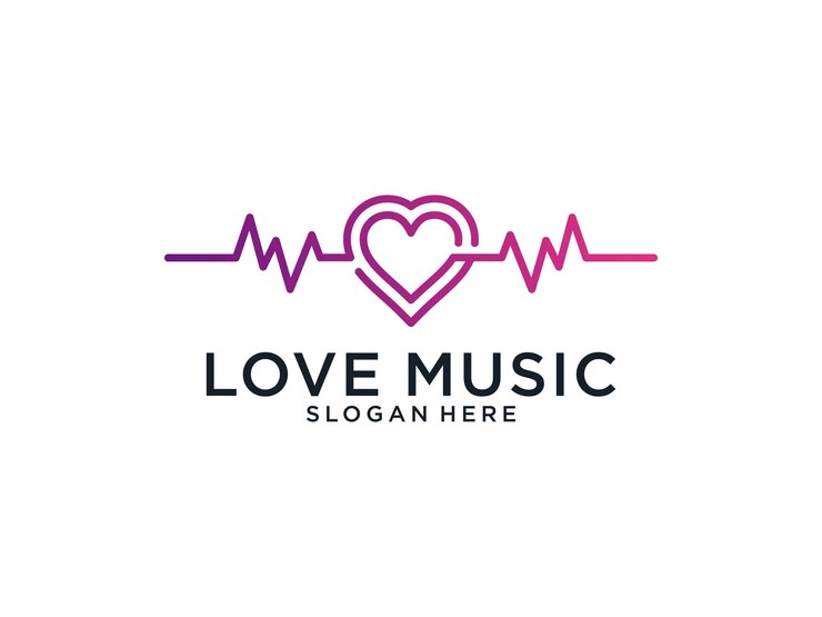 Vetor amo design de logotipo de arte de linha de equalizador de música