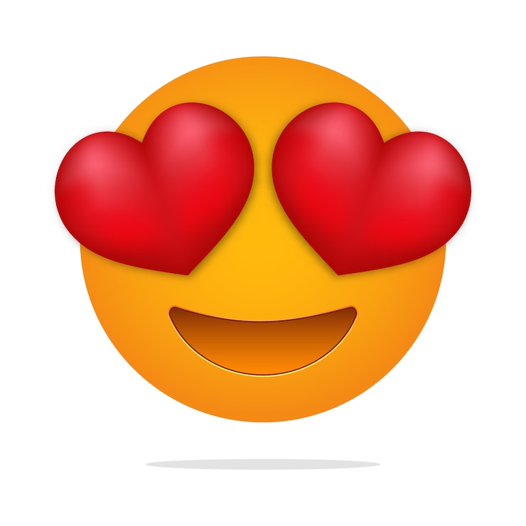 Vetor amo emoji. cara de olhos de coração.