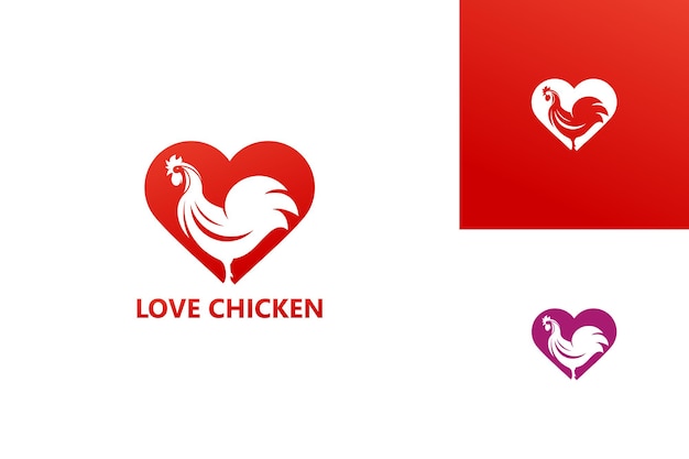 Amo frango logotipo modelo de design vetorial, emblema, conceito de design, símbolo criativo, ícone