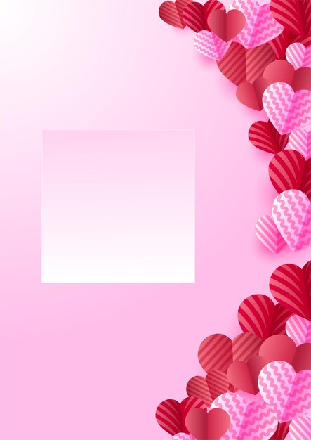 Amo o fundo com elementos de decoração de formas de coração de corte de papel