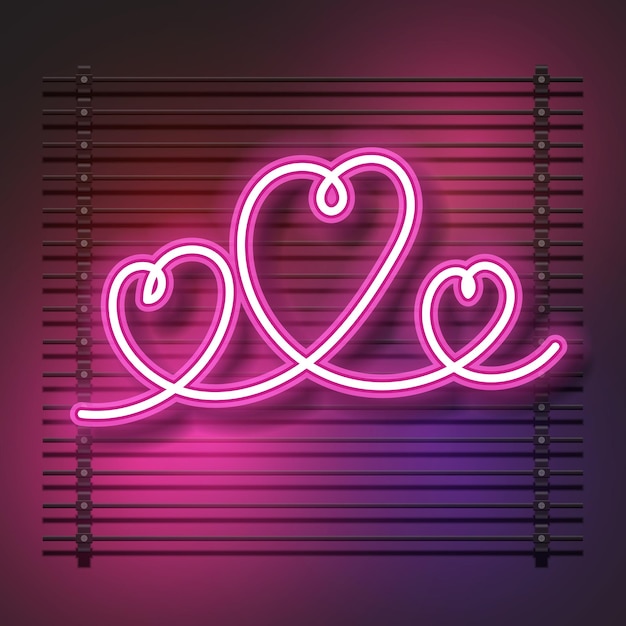 Vetor amo o sinal de néon. amo o sinal de néon rosa. sinal de néon do coração. amo o efeito neon. plano de fundo dia dos namorados. neon de coração. luz de néon do coração rosa.