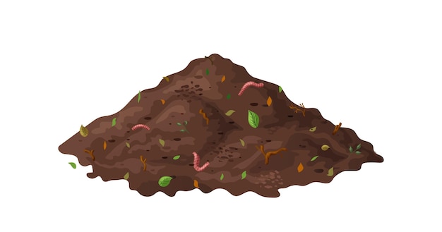 Amontoamento de solo orgânico para compostagem de jardins de reciclagem de lixo natural, vermes de terra e lixo biodegradável