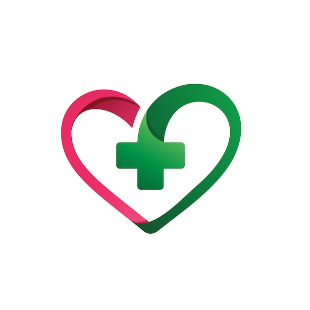 Vetor amor com mais forma médica logo vector