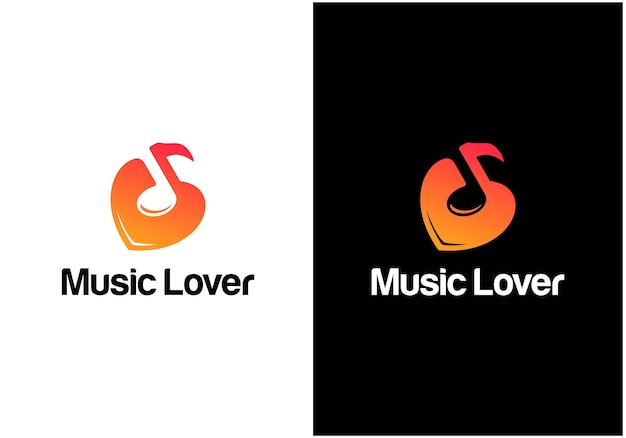 Vetor amor com tom musical. inspiração do modelo de design de ícone de logotipo para amante da música