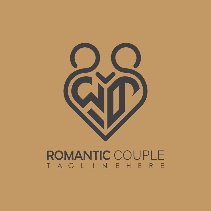 Vetor amor de casal símbolo de coração todas as letras modelo de design de ícone de logotipo dia dos namorados e design de casamento
