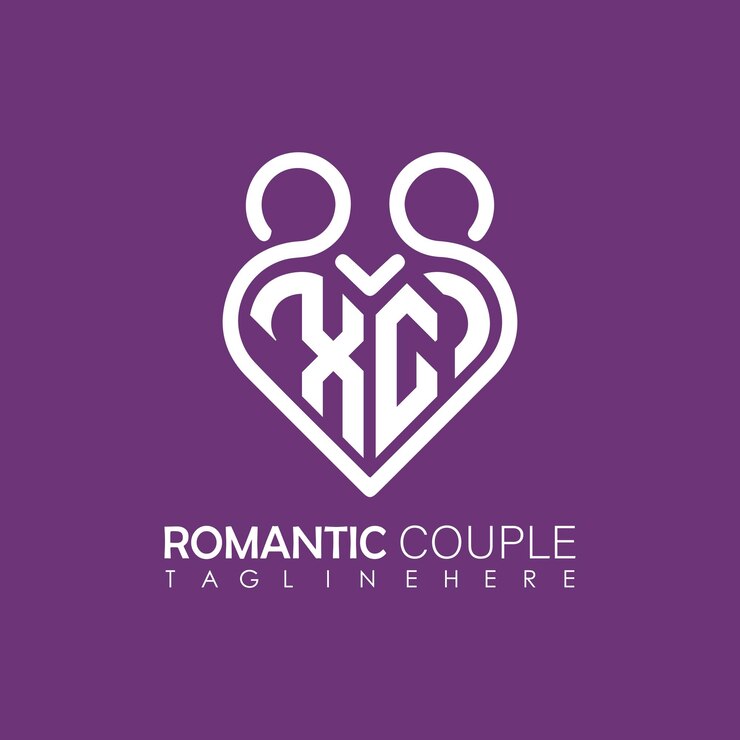 Vetor amor de casal símbolo de coração todas as letras modelo de design de ícone de logotipo dia dos namorados e design de casamento