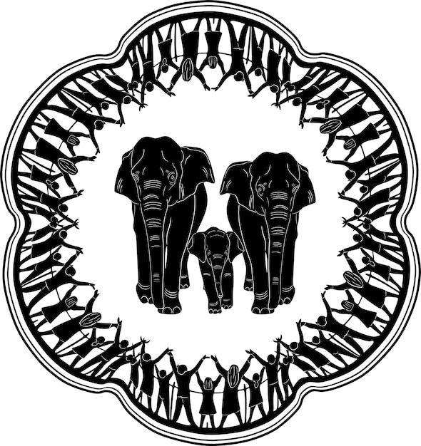 Amor de família elefante com modelo de silhueta artesanal pople frame 1