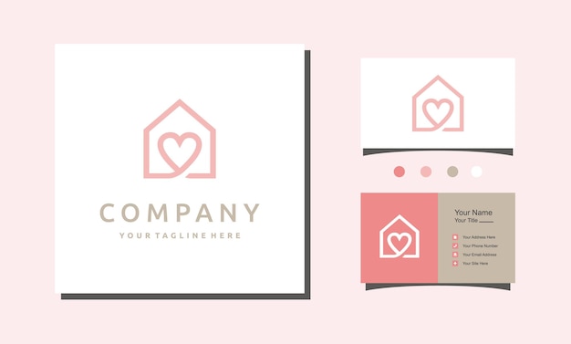 Amor doméstico minimalista imóveis casa de cachorro linha arte inspiração de design de logotipo
